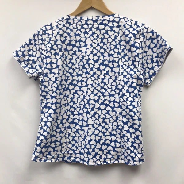 Alicia Mahecha Womens Size Small 2 Piece Sleep Set Blue White Hearts