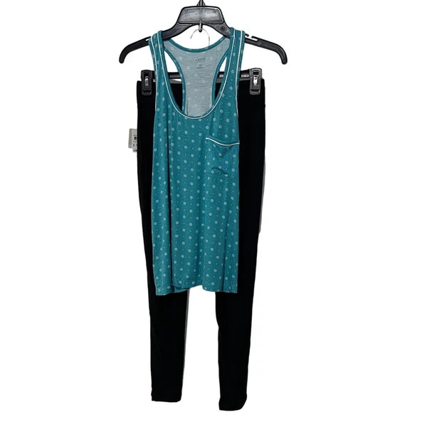 ALFANI WOMENS PAJAMAS MODAL SET TANK TOP TEAL & LEGGINGS CLASSIC BLACK SIZE XS