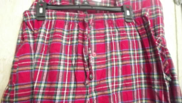 Disney Pajama Set adult XL Mickey Christmas Red Plaid flannel