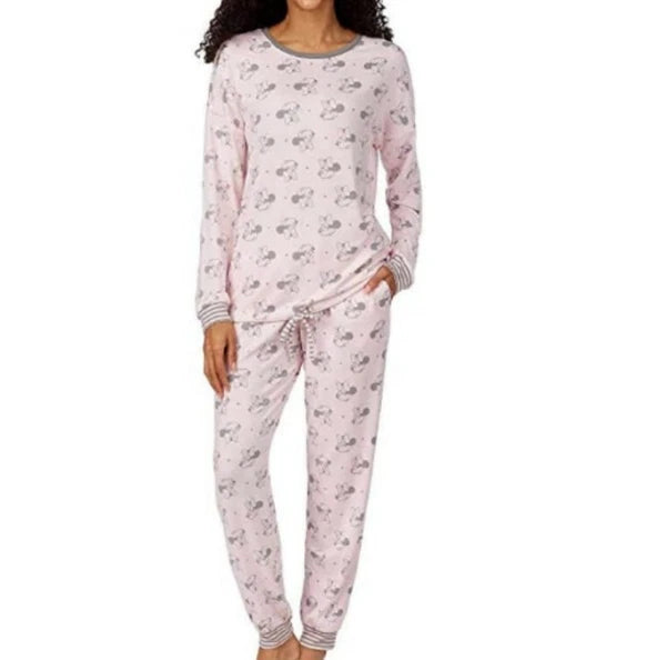 Disney Minnie Mouse Women's PJ Pajamas Lounge Set Light Pink Gray Size Small