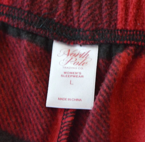 North Pole Buffalo Check Holiday Mama Elf Red Black Pajama Set Women's Large
