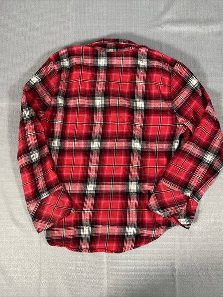 Victorias Secret Pajama Set Womens Small Plaid Red White Metallic Long Sleeve