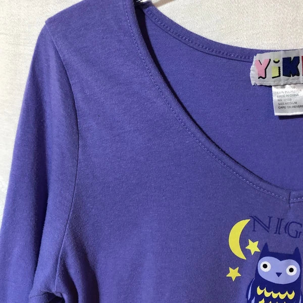 Yikes Women's PJ Set 'Night Owl' Purple Owl Print sz M Comfy Owlfully Beautiful