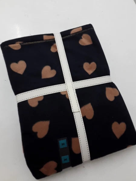 LADIES FLEECE HEART PRINT PYJAMAS SET LARGE SIZE NAVY MIX COLOUR