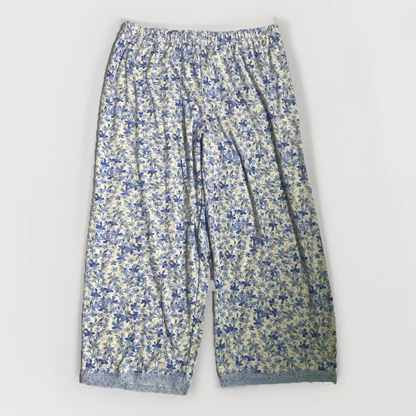 NWT Rene Rolfe 2 Piece Pajama Set Women M Sleeveless Tank W/ Capri’s Blue Floral