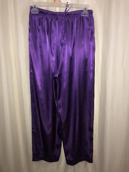 WHISPERS Purple Satin PAJAMAS PJ'S SET Size SMALL