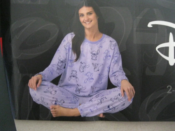 Disney Women's 2 Piece Cozy Pajama Set, Purple, Medium (1067)