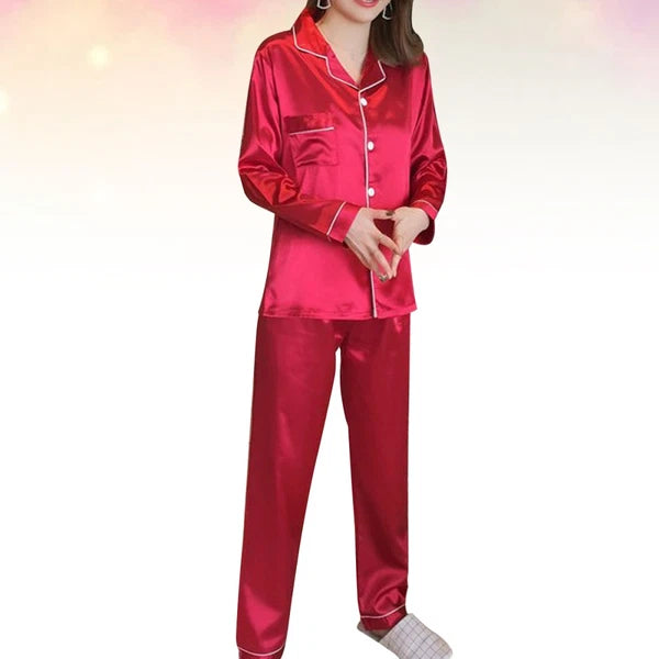 Women Sleepwear Set Women Pajamas Set Silk Satin Sleepwear Set