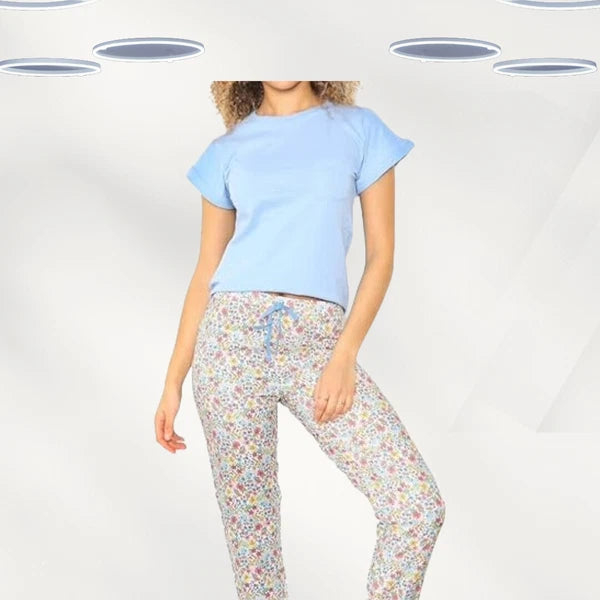 Ex M&Co Anya Madsen Women's Cotton Pyjama Set in Blue (Defect)