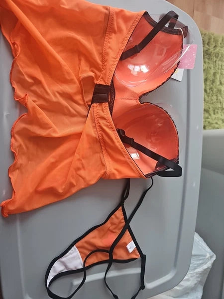 Littleforbig Women Nightwear Sexy Wish Ball Anime Orange & Black Sleepwear New S