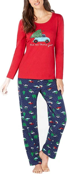 Family Pajamas Matching Women's are We There Yet Pajama Set Red S