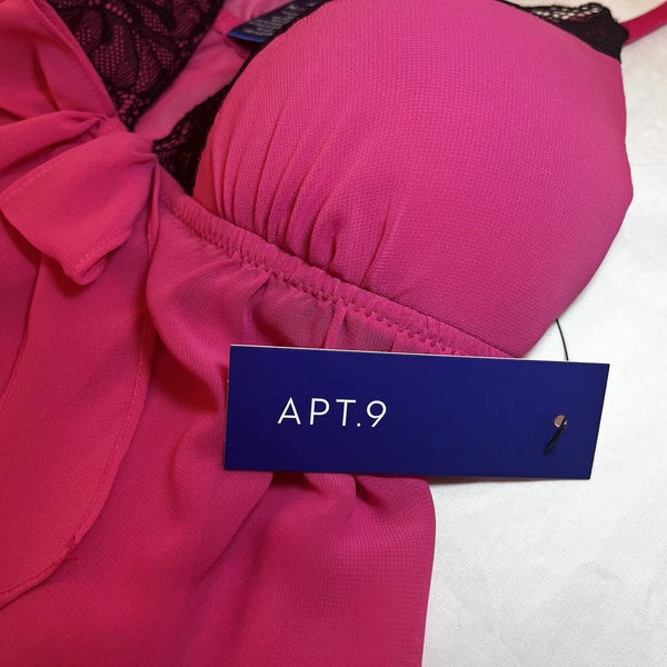 New Lingerie set APT .9 women's hot pink 2 piece set Babydoll dress & Thong M
