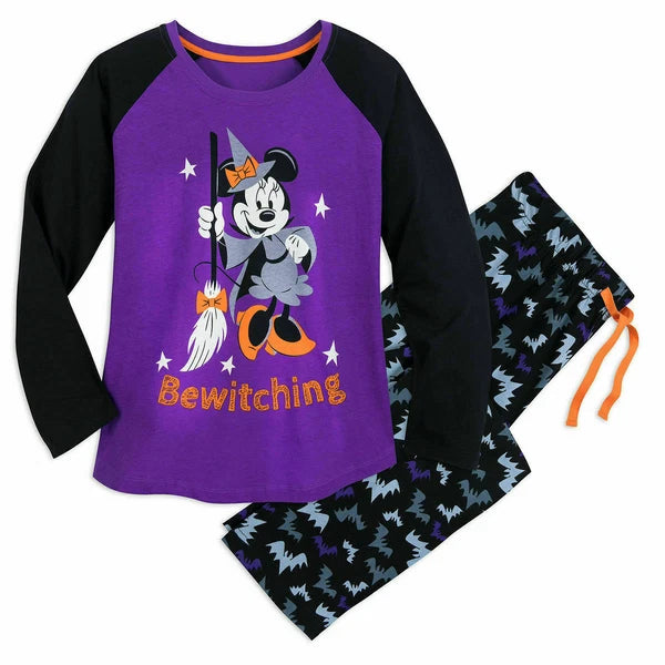 Disney MINNIE MOUSE WOMEN'S "BEWITCHING" HALLOWEEN PAJAMS SET Adult 2PC Large
