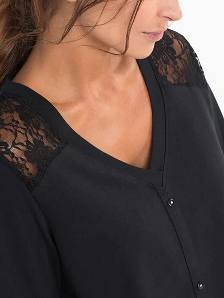 BPC BLACK COTTON LACE PRINT PYJAMA LEGGING SET - 10/12 14/16 18/20 22/24 26/2