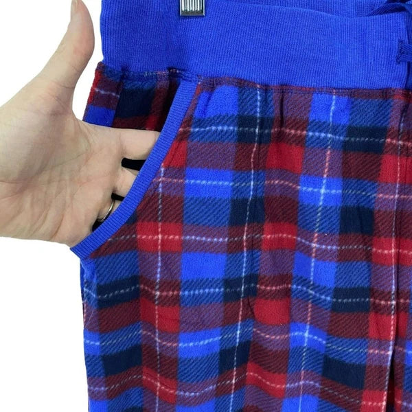 Nautica Pajama Set Blue Plaid Fleece Cozy Small Womens