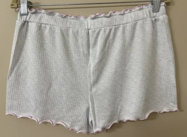 NWT EMERSON ROAD LETTUCE HEM TANK & SHORT PJ SET - WHITE/SPACE DYE RIB - MEDIUM