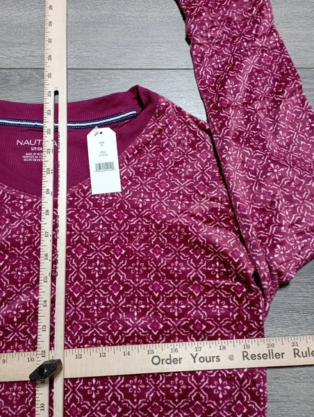 NAUTICA Pajamas Set Adult Small Purple Floral Winter Fleece Womens