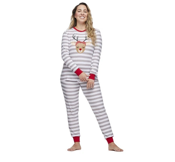 Jolly Jammies Women's Stripe Dear Matching Family Christmas Pajamas Set Size XL