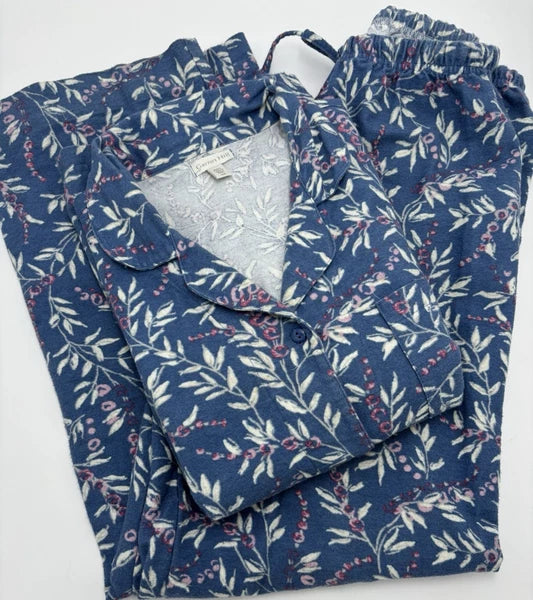 Garnet Hill RN#102816 Womens Pajamas 2 pc SIze X-Small Organic Cotton Button up