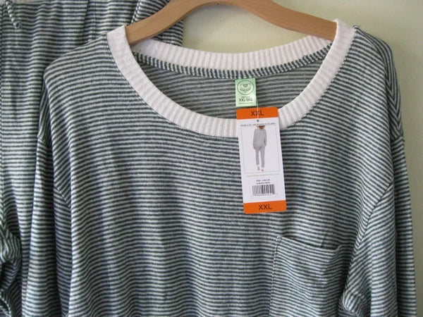 Honeydew Ladies Super Soft 2-Piece Pajama Set Hunter Green Stripe XXL