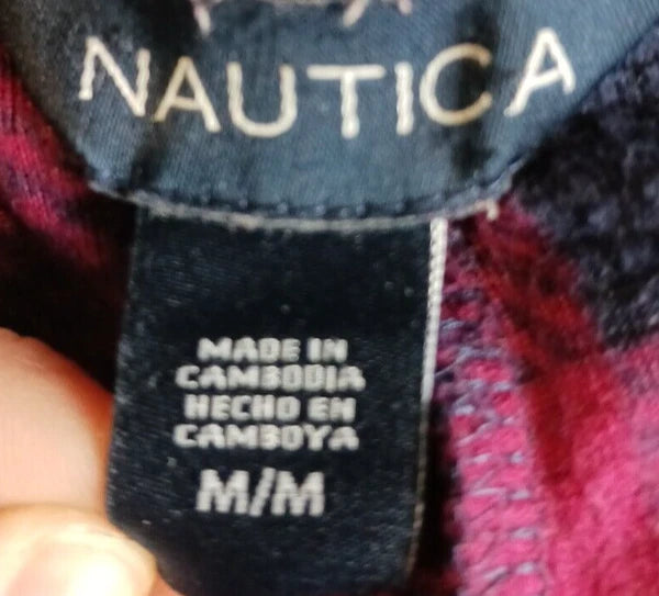 Nautica Pajama Set Womens Medium Waffle Thermal Blue Red Plaid #Q10