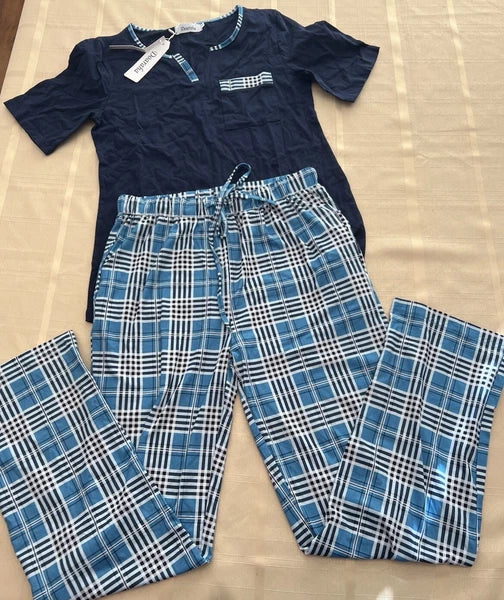 Doaraha Women’s Pajama Sets Short Sleeve Pajamas Size Small Teal/Blue/White NWT