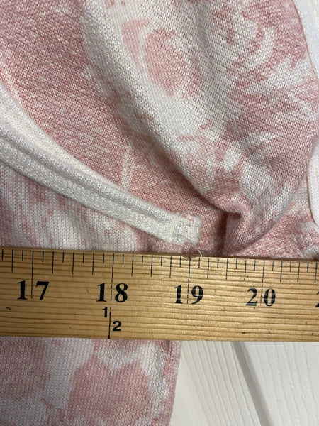 Lucky Brand M Pink Ivory Floral Print Soft Tank Top Shorts 2 Pc Pj Pajama Set