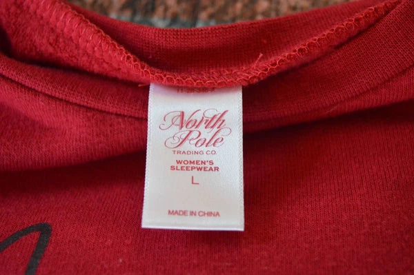North Pole Buffalo Check Holiday Mama Elf Red Black Pajama Set Women's Large
