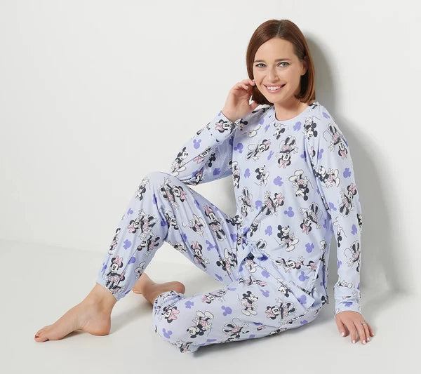 Disney Soft Jersey Raglan and Jogger Pajama PJ Set Purple Minnie Size S A459614