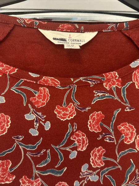 Seasalt Cornwall Setting Sun Jersey Pyjamas Smudged Carnation Jam Red 8-14 £57