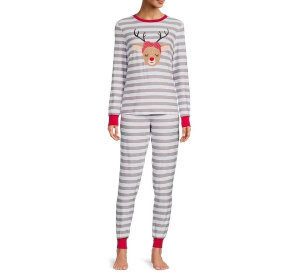Jolly Jammies Women's Stripe Dear Matching Family Christmas Pajamas Set Size XL