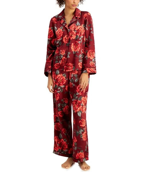 INC International Concepts Satin Pajama & Headband, Peony Bunches, (PJS3)