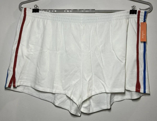 Women's Plus Size Retro Striped Lounge Pajama Shorts - Colsie White 3X (NWT)