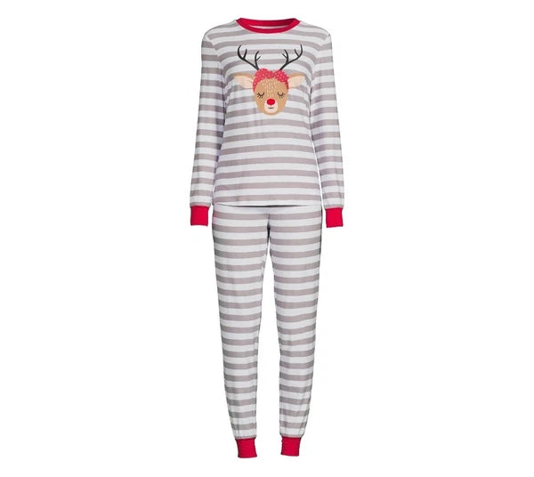 Jolly Jammies Women's Stripe Dear Matching Family Christmas Pajamas Set Size XL