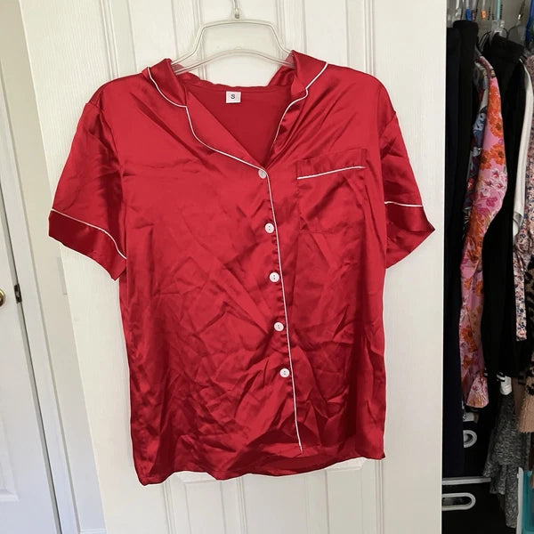 Amazon Essentials Silky Button Down Pajama Set Women’s Small