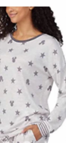Disney Mickey Mouse Women’s 2Piece Cozy Pajama Set Very Soft LTGray SZ XXL 🎄GIF