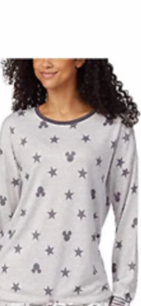 Disney Mickey Mouse Women’s 2Piece Cozy Pajama Set Very Soft LTGray SZ XXL 🎄GIF