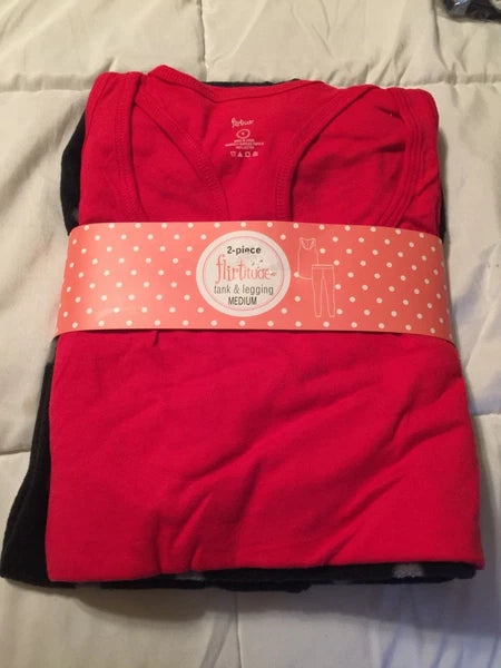 NEW FLIRTITUDE WOMENS TANK & LEGGING LOUNGE SLEEP SET SIZE M RED & BLK RET$38