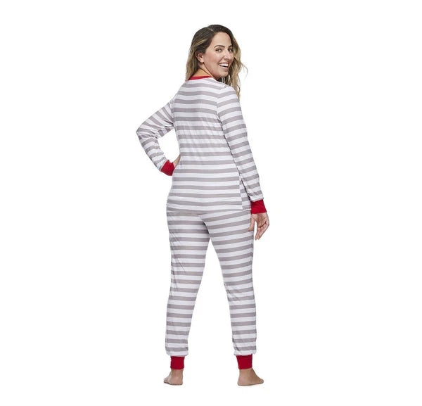 Jolly Jammies Women's Stripe Dear Matching Family Christmas Pajamas Set Size XL