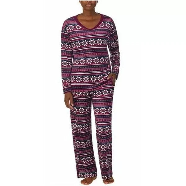 Nautica Women's 2 Piece Silky Stretch Fleece Pajama Sleepwear Set Purple Sz. XS
