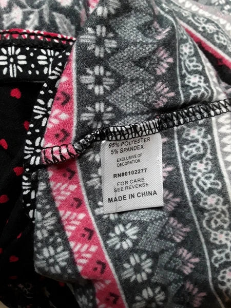 TB Loungewear Premium Collection Women's  2 PC ls PJ set pink/black sz S  GUC