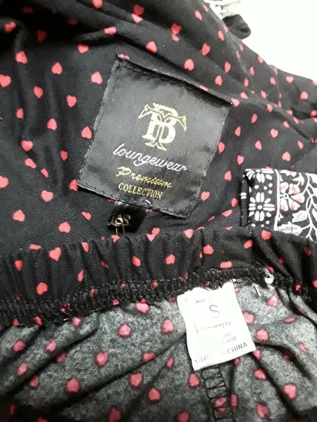 TB Loungewear Premium Collection Women's  2 PC ls PJ set pink/black sz S  GUC