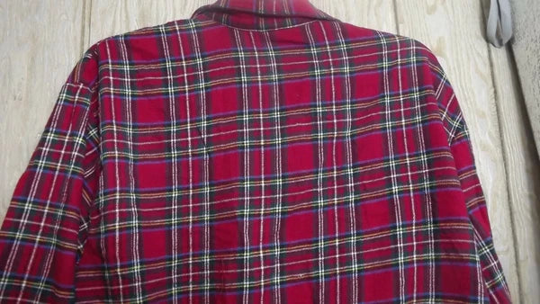 Disney Pajama Set adult XL Mickey Christmas Red Plaid flannel