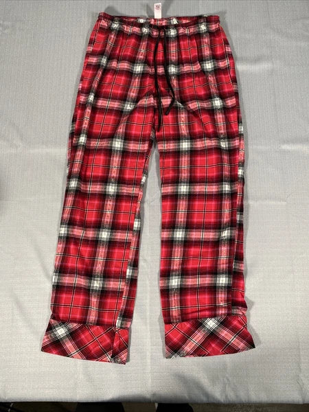 Victorias Secret Pajama Set Womens Small Plaid Red White Metallic Long Sleeve