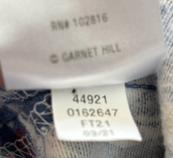 Garnet Hill RN#102816 Womens Pajamas 2 pc SIze X-Small Organic Cotton Button up