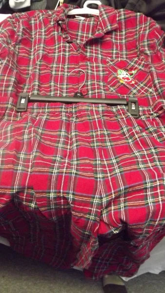 Disney Pajama Set adult XL Mickey Christmas Red Plaid flannel