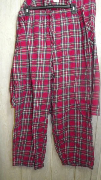 Disney Pajama Set adult XL Mickey Christmas Red Plaid flannel