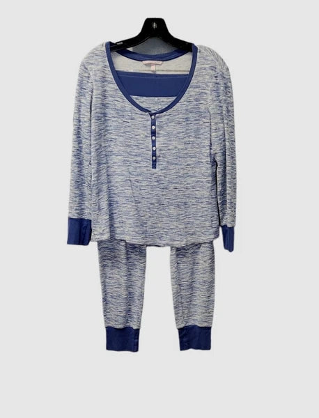 Victoria Secret Womens M Two Piece Blue Heathered Pajama Set 1033