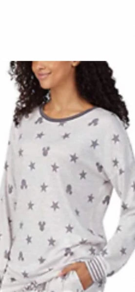 Disney Mickey Mouse Women’s 2Piece Cozy Pajama Set Very Soft LTGray SZ XXL 🎄GIF