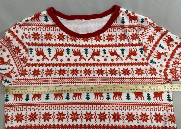 Pajama Set Women’s Large Winter Christmas Reindeer Snowflake Pine Trees Red